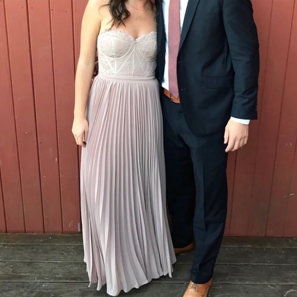 Taupe Bariano lace maxi dress